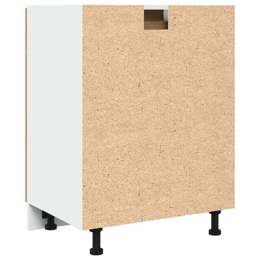 Onderkast met lade 60x46x81,5 cm bewerkt hout artisanaal eiken