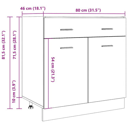 Onderkast met lade 80x46x81,5 cm bewerkt hout betongrijs