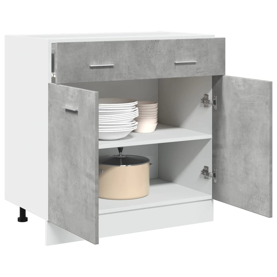 Onderkast met lade 80x46x81,5 cm bewerkt hout betongrijs
