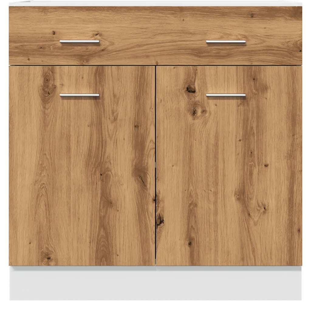 Onderkast met lade 80x46x81,5 cm bewerkt hout artisanaal eiken