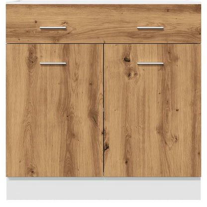 Onderkast met lade 80x46x81,5 cm bewerkt hout artisanaal eiken