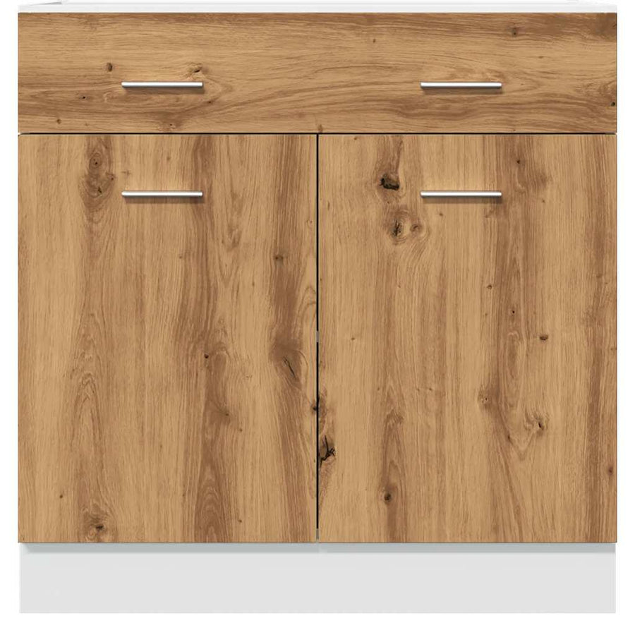 Onderkast met lade 80x46x81,5 cm bewerkt hout artisanaal eiken