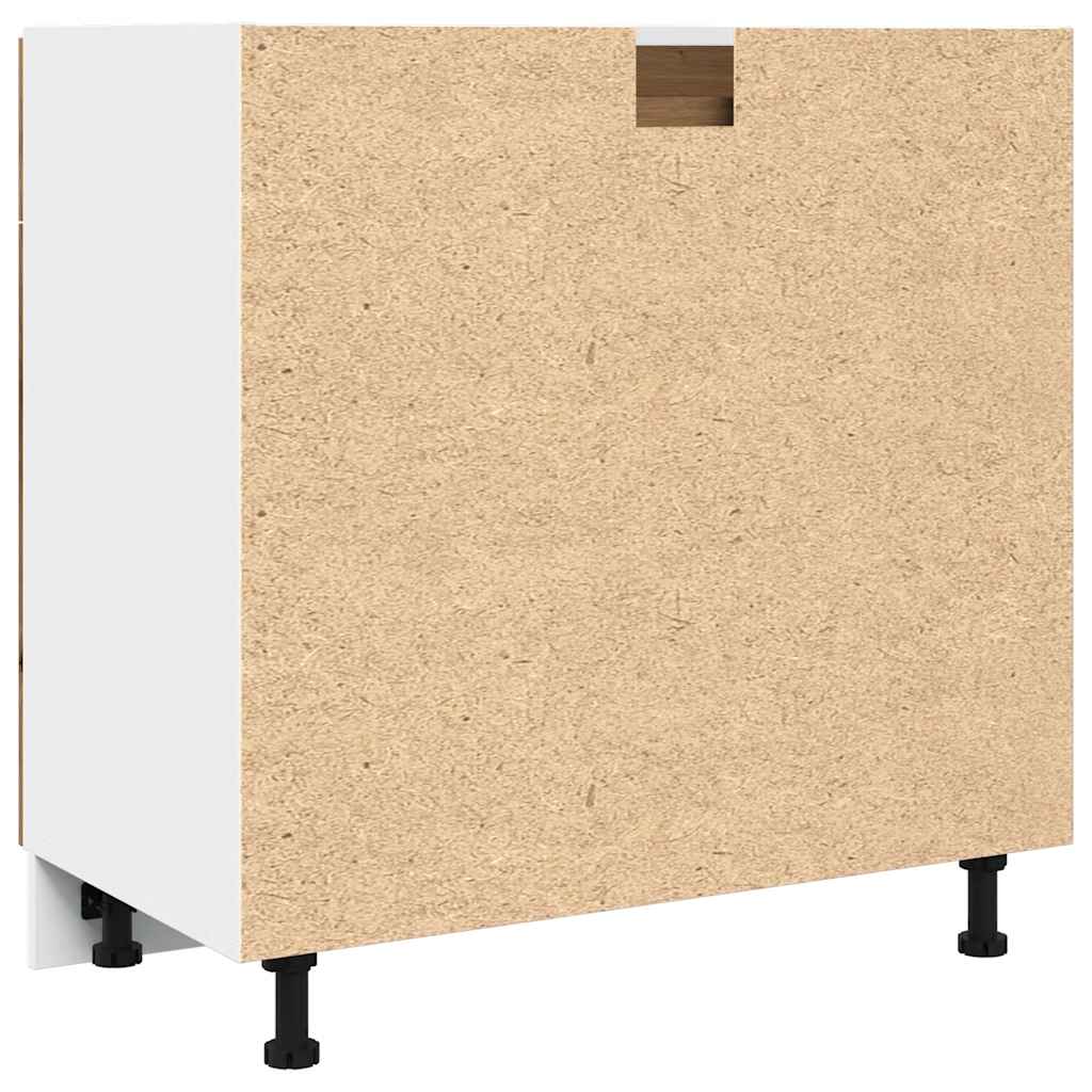 Onderkast met lade 80x46x81,5 cm bewerkt hout artisanaal eiken