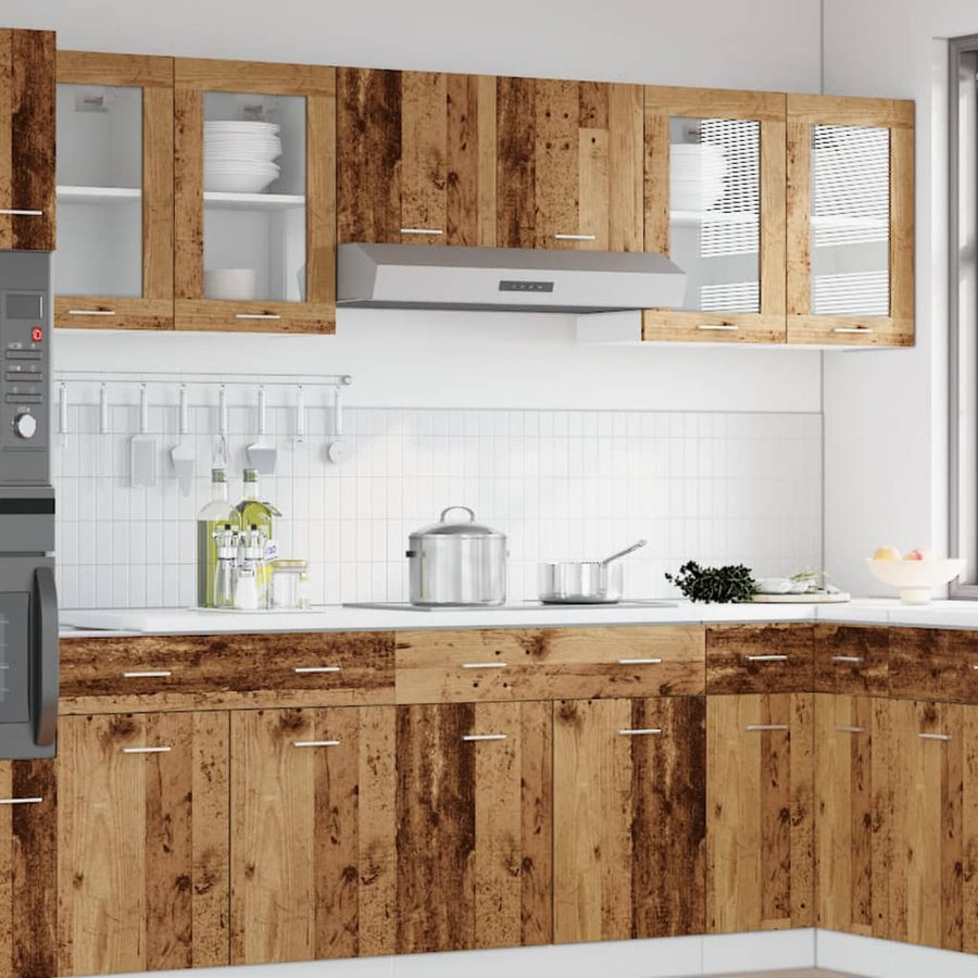Hangkast 40x31x60 cm bewerkt hout oud houtkleurig