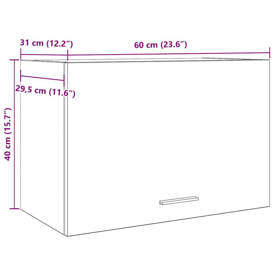 Hangkast 60x31x40 cm spaanplaat betongrijs