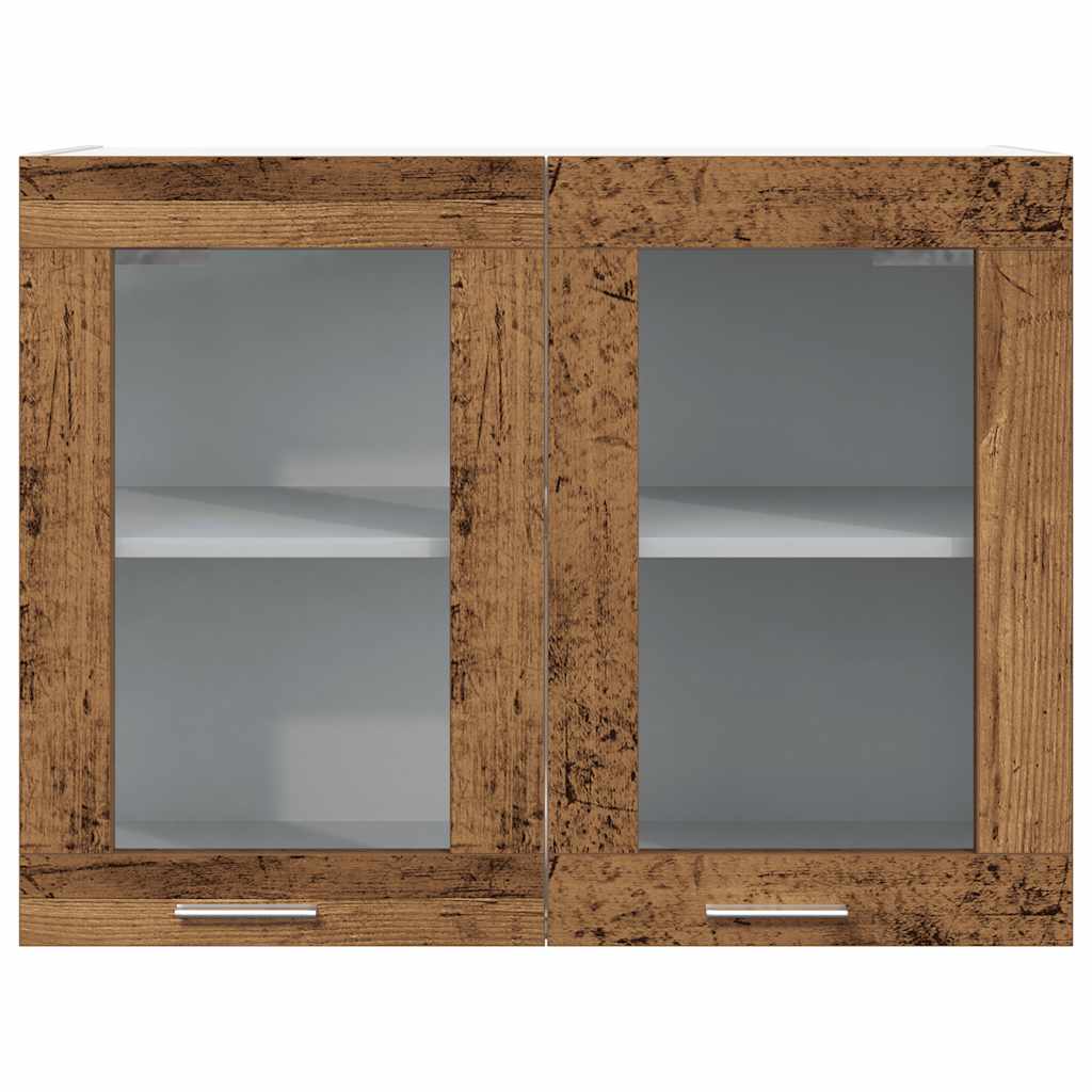Hangkast 80x31x60 cm bewerkt hout oud houtkleurig