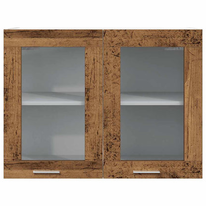 Hangkast 80x31x60 cm bewerkt hout oud houtkleurig