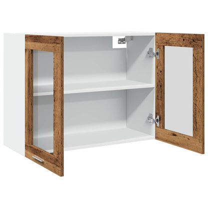 Hangkast 80x31x60 cm bewerkt hout oud houtkleurig