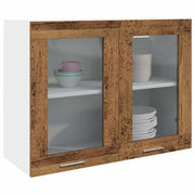 Bovenkast 80x31x60 cm bewerkt hout oud houtkleurig