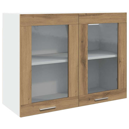 Hangkast 80x31x60 cm bewerkt hout artisanaal eikenkleurig