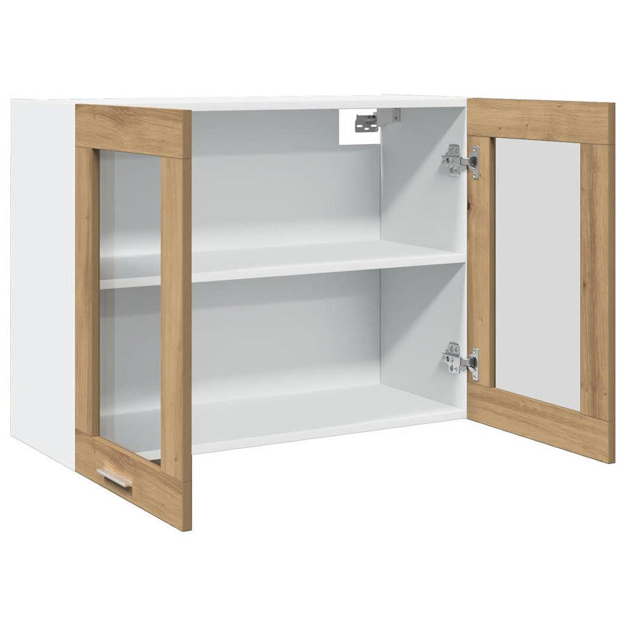 Hangkast 80x31x60 cm bewerkt hout artisanaal eikenkleurig