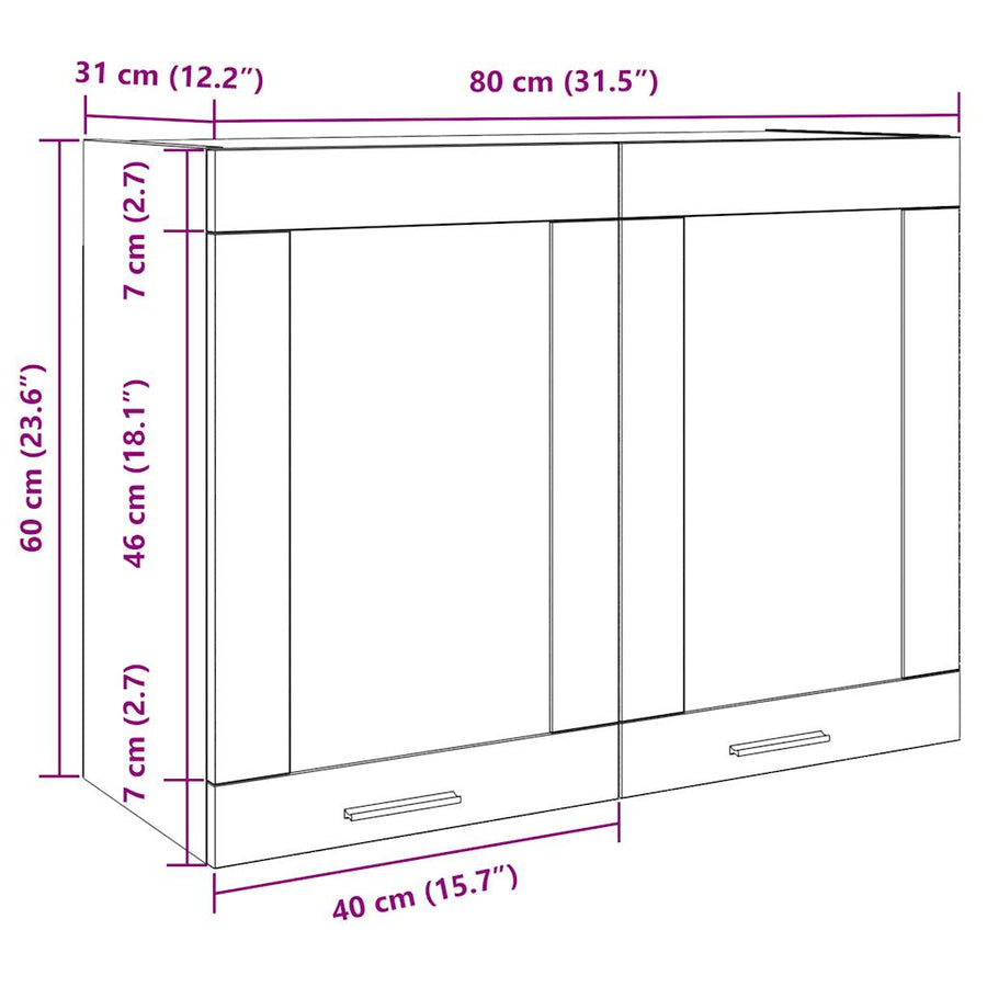 Hangkast 80x31x60 cm bewerkt hout artisanaal eikenkleurig