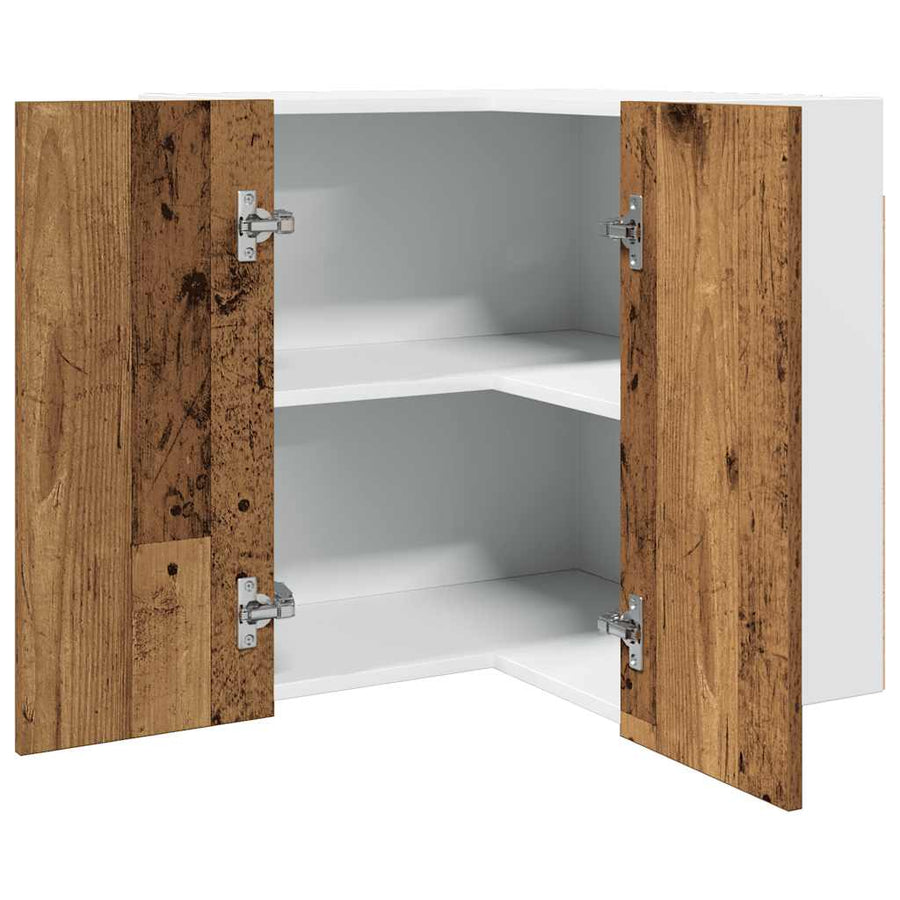 Hanghoekkast 57x57x60 cm bewerkt hout oud houtkleurig