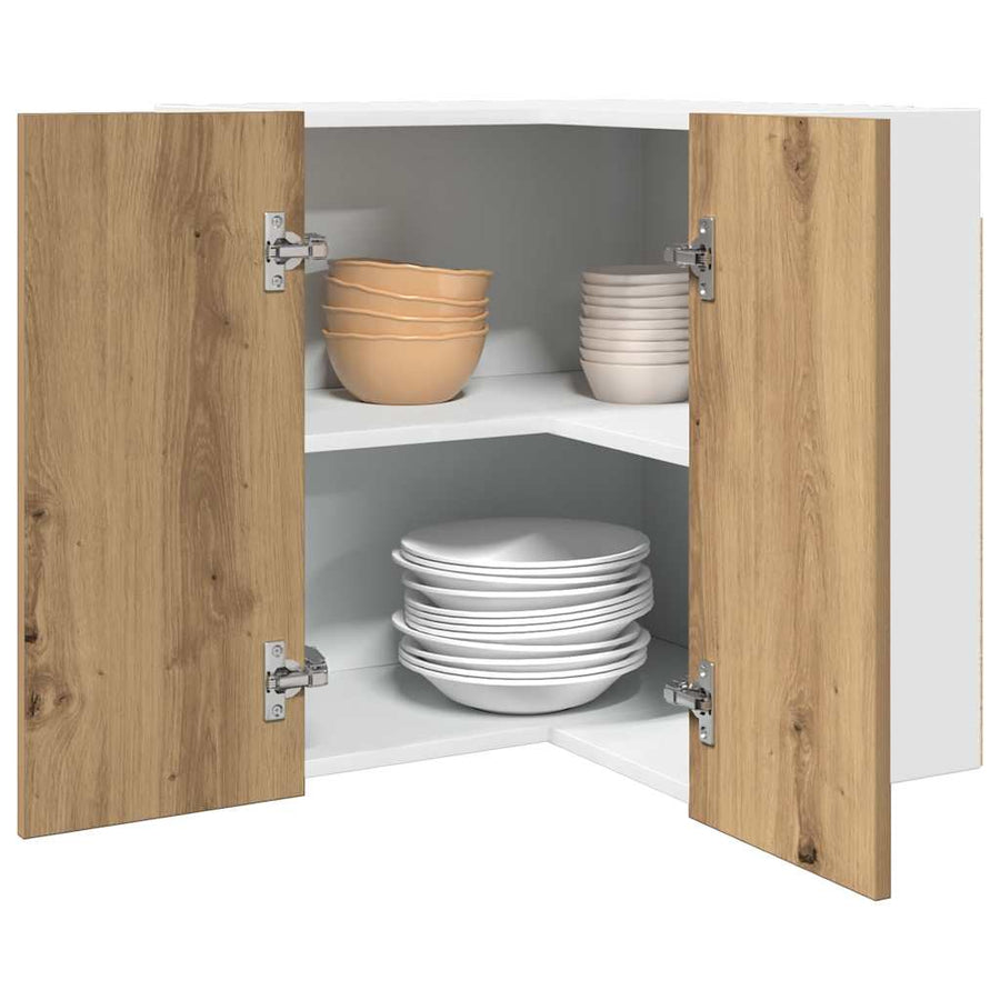 Hanghoekkast 57x57x60 cm bewerkt hout artisanaal eikenkleur