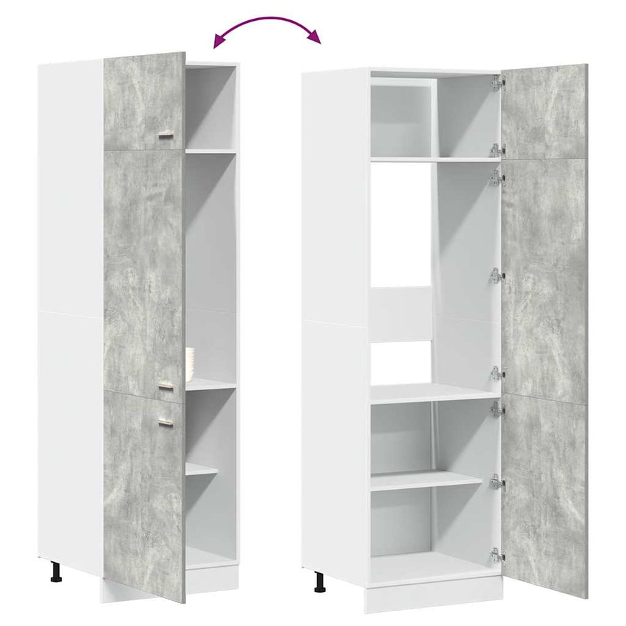 Ombouwkast voor koelkast Lyon 60x57x207 cm bewerkt hout betongrijs