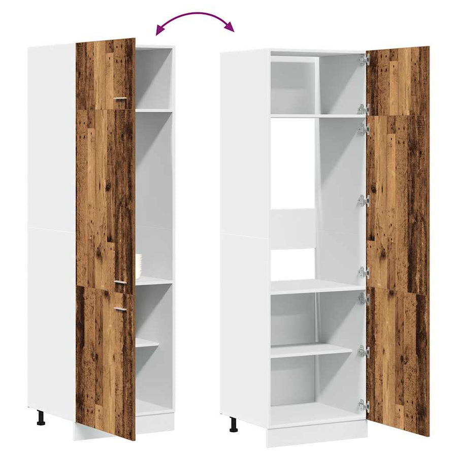 Ombouwkast voor koelkast Lyon 60x57x207 cm bewerkt hout oud houtkleurig