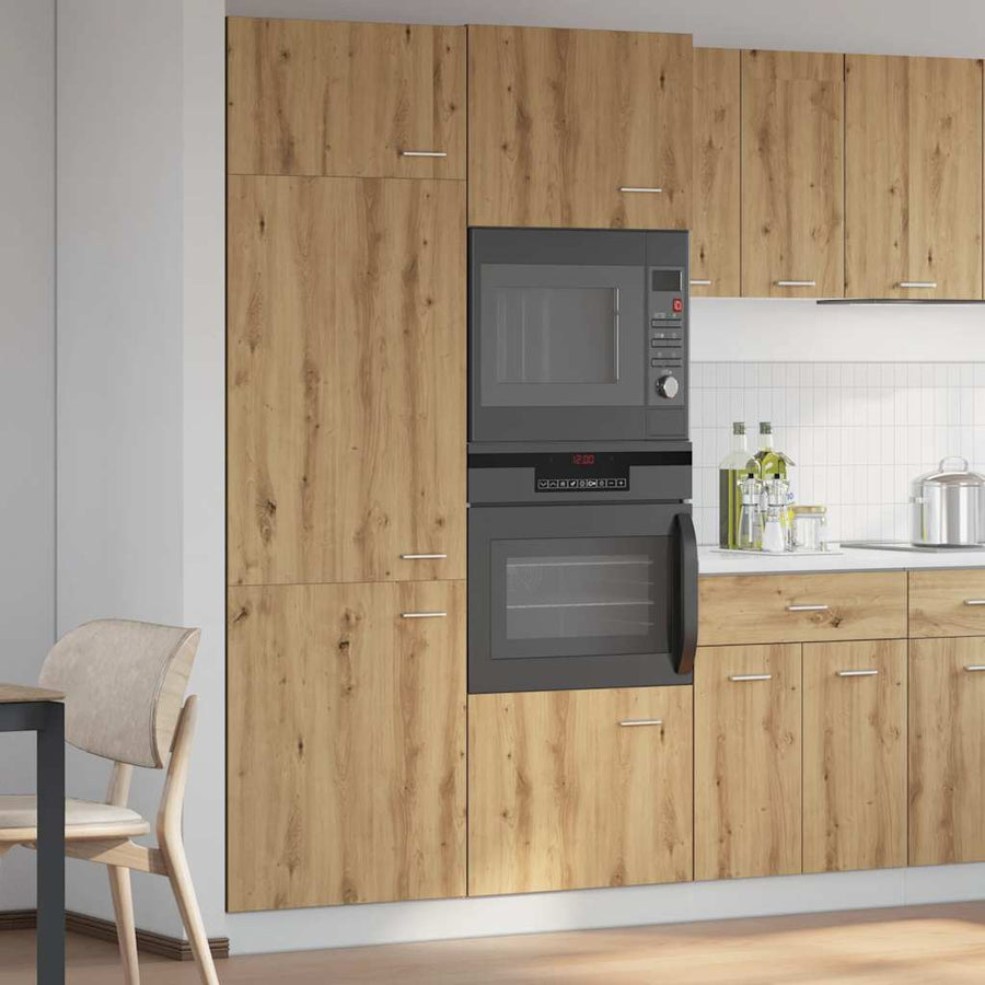 Ombouwkast voor koelkast Lyon 60x57x207 cm bewerkt hout artisanaal eikenkleurig