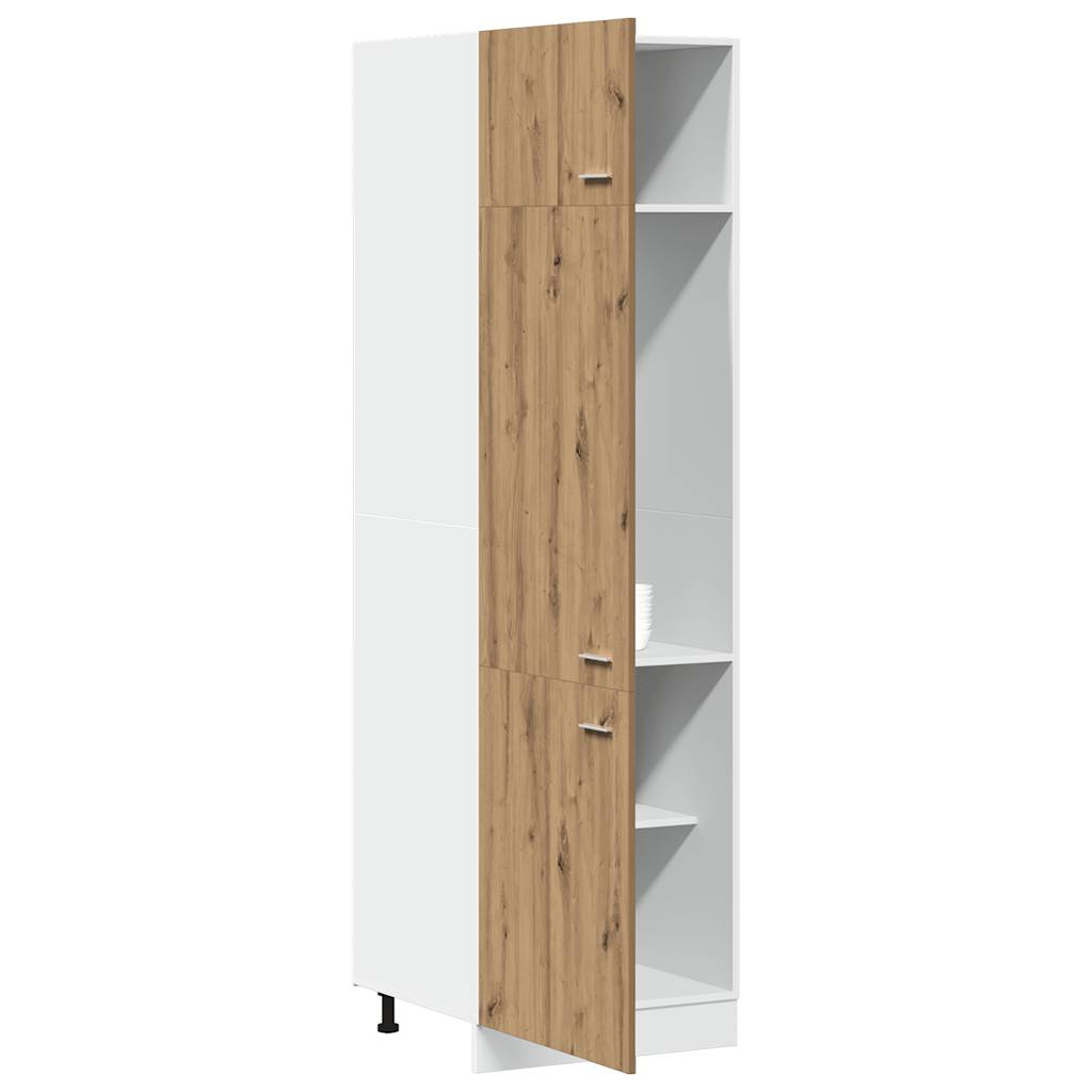Ombouwkast voor koelkast Lyon 60x57x207 cm bewerkt hout artisanaal eikenkleurig