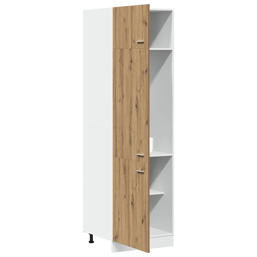 Ombouwkast voor koelkast Lyon 60x57x207 cm bewerkt hout artisanaal eikenkleurig