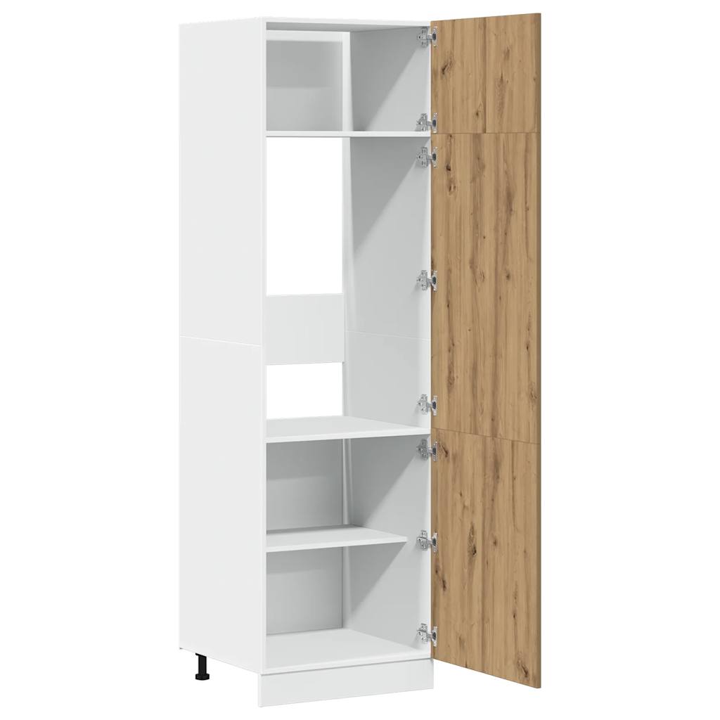 Ombouwkast voor koelkast Lyon 60x57x207 cm bewerkt hout artisanaal eikenkleurig