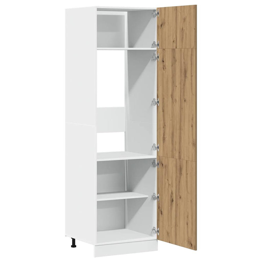 Ombouwkast voor koelkast Lyon 60x57x207 cm bewerkt hout artisanaal eikenkleurig