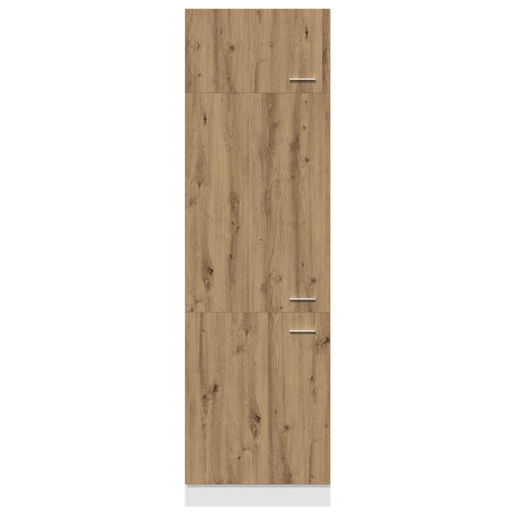Ombouwkast voor koelkast Lyon 60x57x207 cm bewerkt hout artisanaal eikenkleurig