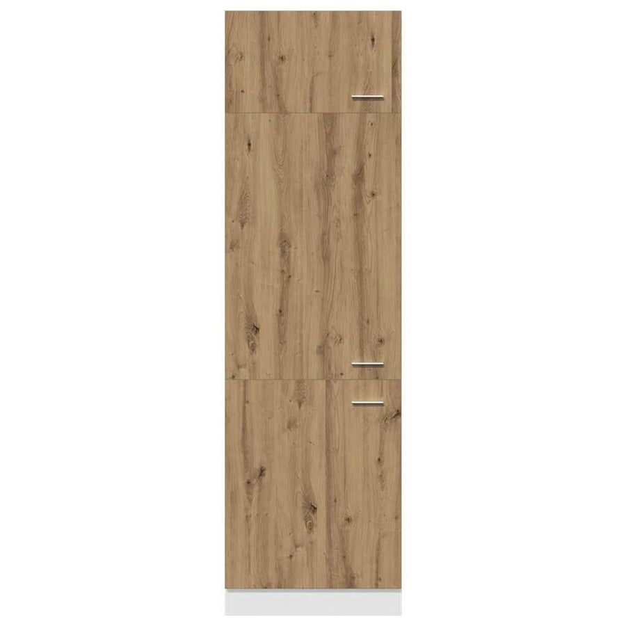 Ombouwkast voor koelkast Lyon 60x57x207 cm bewerkt hout artisanaal eikenkleurig