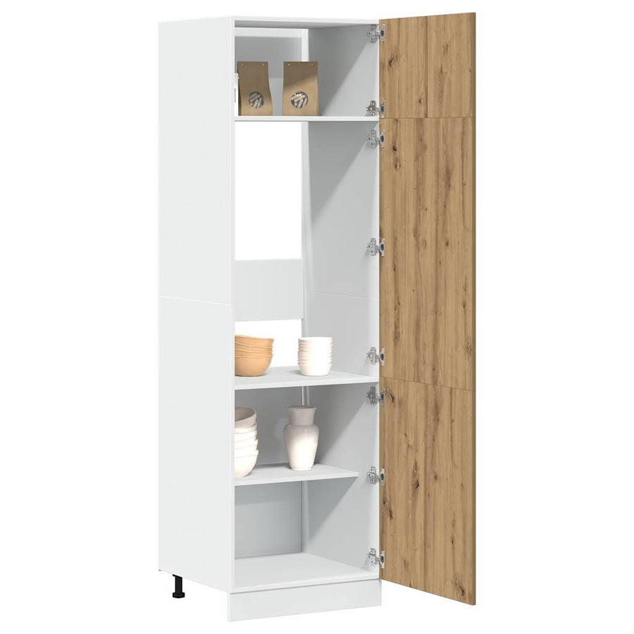 Ombouwkast voor koelkast Lyon 60x57x207 cm bewerkt hout artisanaal eikenkleurig