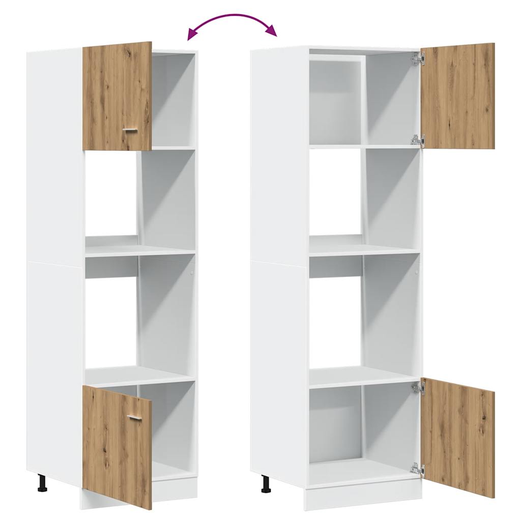 Magnetronkast 60x57x207 cm bewerkt hout artisanaal eikenkleur