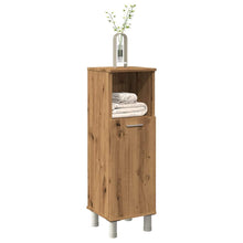 Badkamerkast 30x30x95 cm bewerkt hout artisanaal eikenkleur