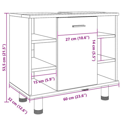 Badkamerkast 60x32x53,5 cm spaanplaat betongrijs