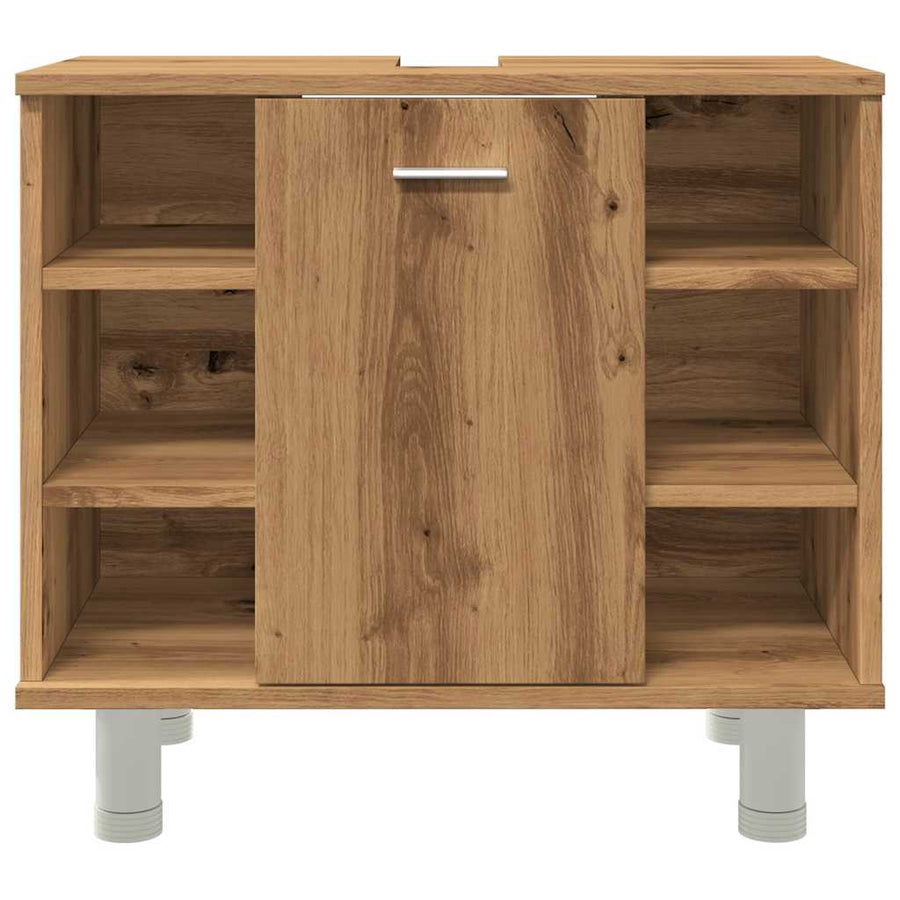 Badkamerkast 60x32x53,5 cm bewerkt hout artisanaal eikenkleur