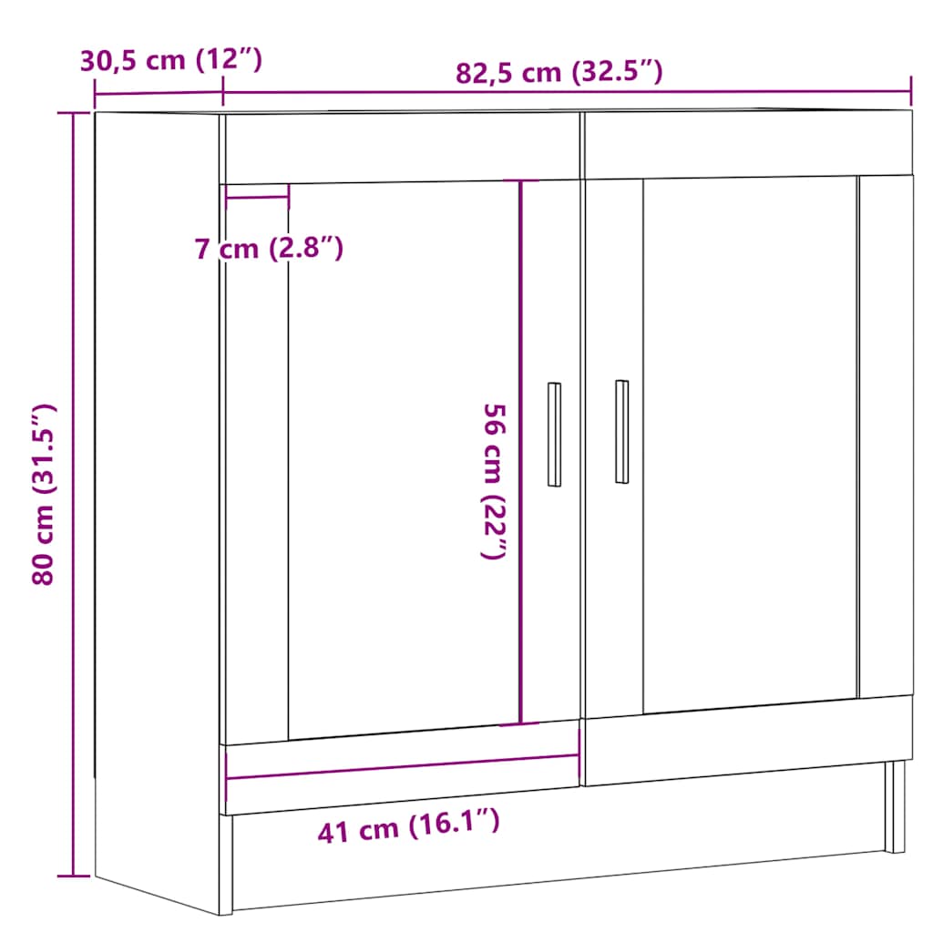 Boekenkast 82,5x30,5x80 cm bewerkt hout oud houtkleurig
