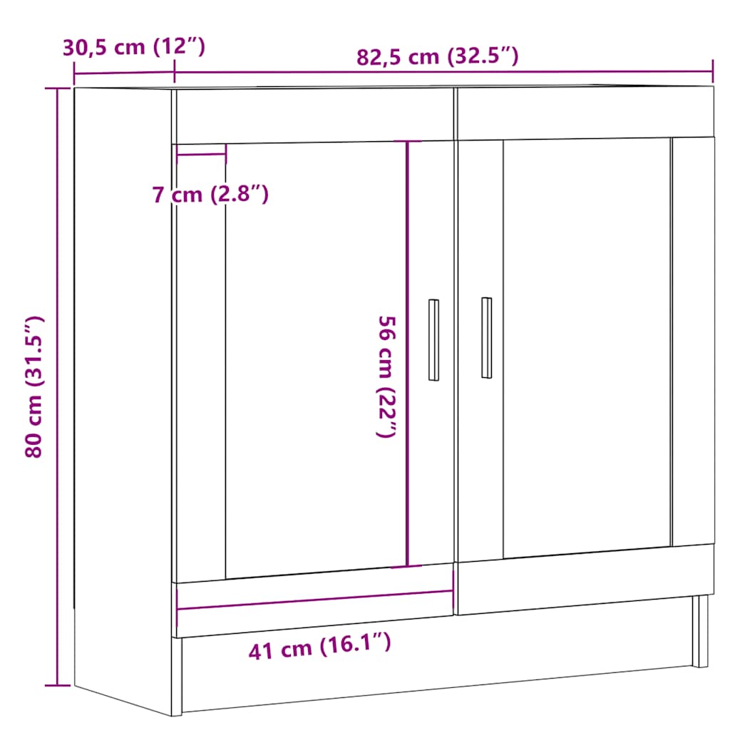 Boekenkast 82,5x30,5x80 cm bewerkt hout artisanaal eikenkleurig