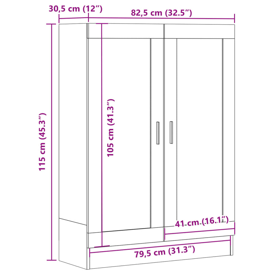 Boekenkast 82,5x30,5x115 cm bewerkt hout oud houtkleurig