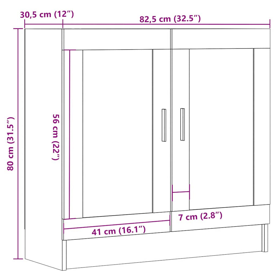 Boekenkast 82,5x30,5x80 cm bewerkt hout oud houtkleurig