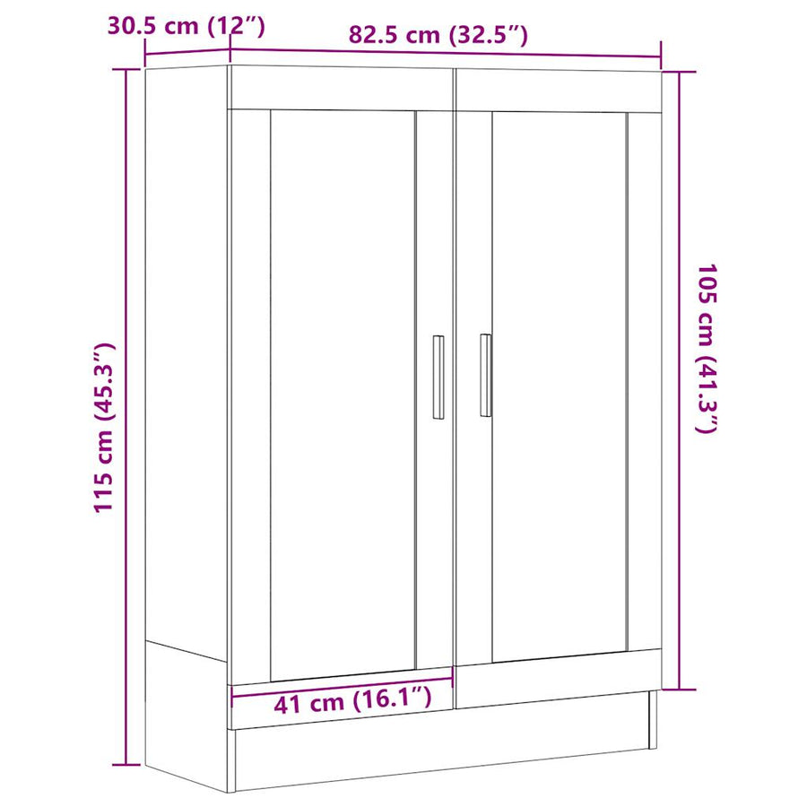 Boekenkast 82,5x30,5x115 cm bewerkt hout oud houtkleurig