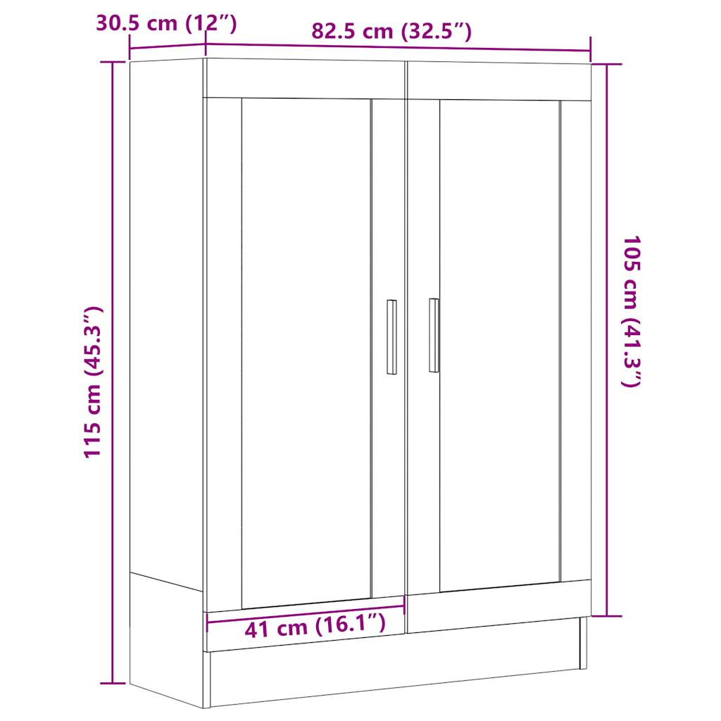 Boekenkast 82,5x30,5x115 cm bewerkt hout artisanaal eikenkleur