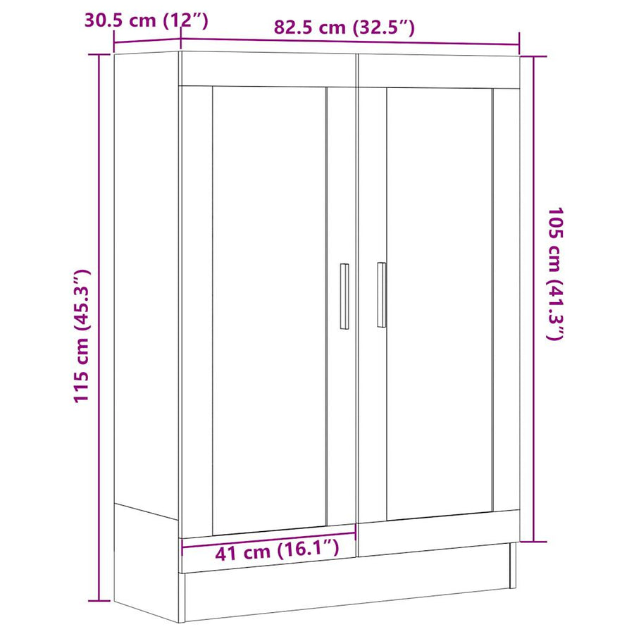 Boekenkast 82,5x30,5x115 cm bewerkt hout artisanaal eikenkleur
