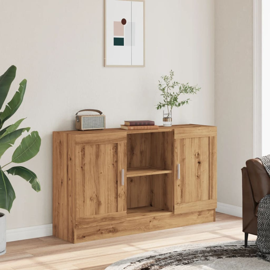 Dressoir 120x30,5x70 cm bewerkt hout artisanaal eikenkleurig
