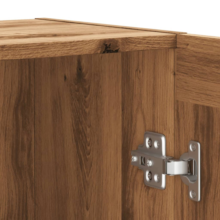 Dressoir 120x30,5x70 cm bewerkt hout artisanaal eikenkleurig