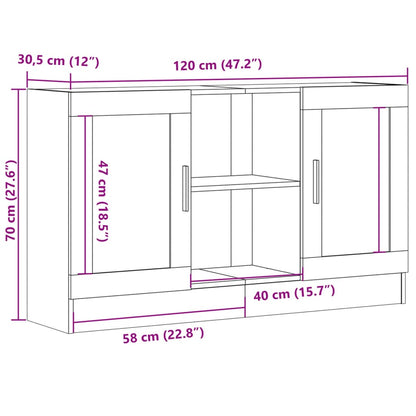 Dressoir 120x30,5x70 cm bewerkt hout oud houtkleurig