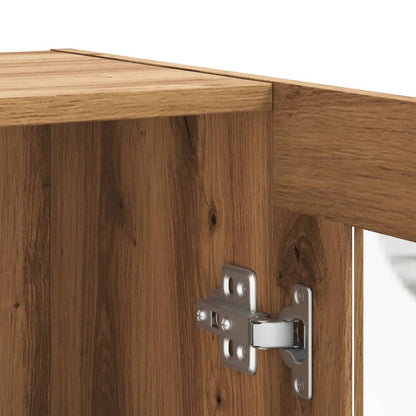 Dressoir 120x30,5x70 cm bewerkt hout artisanaal eikenkleurig