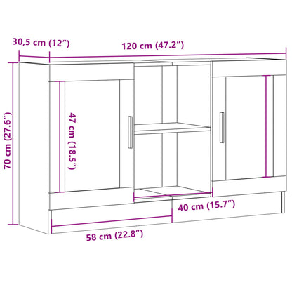 Dressoir 120x30,5x70 cm bewerkt hout artisanaal eikenkleurig