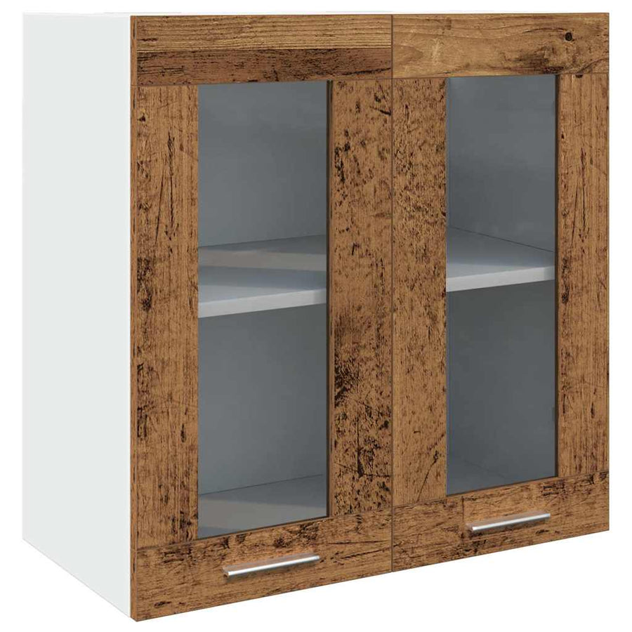 Keukenwandkast met glazen deur 60x31x60 cm oud houtkleurig