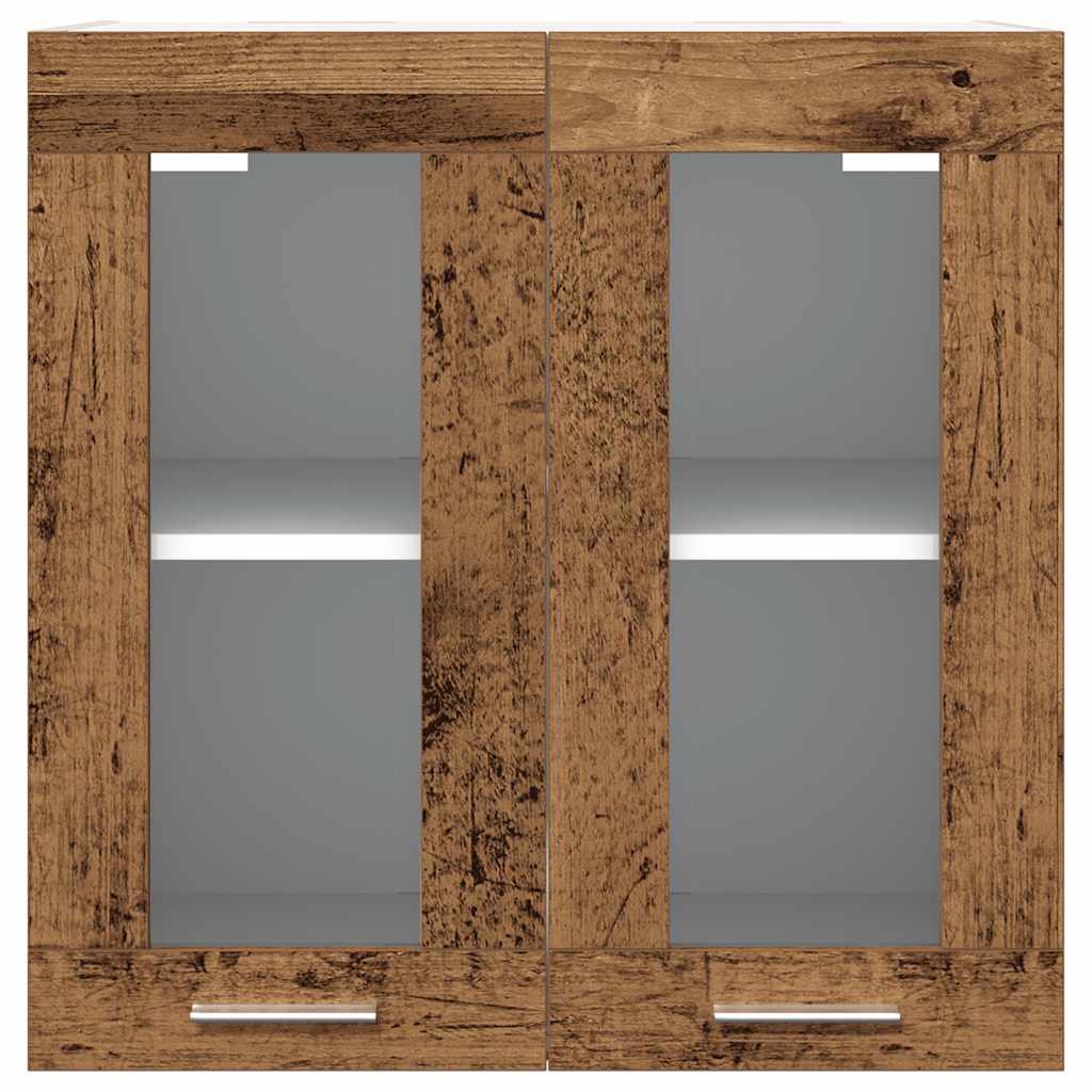 Keukenwandkast met glazen deur 60x31x60 cm oud houtkleurig