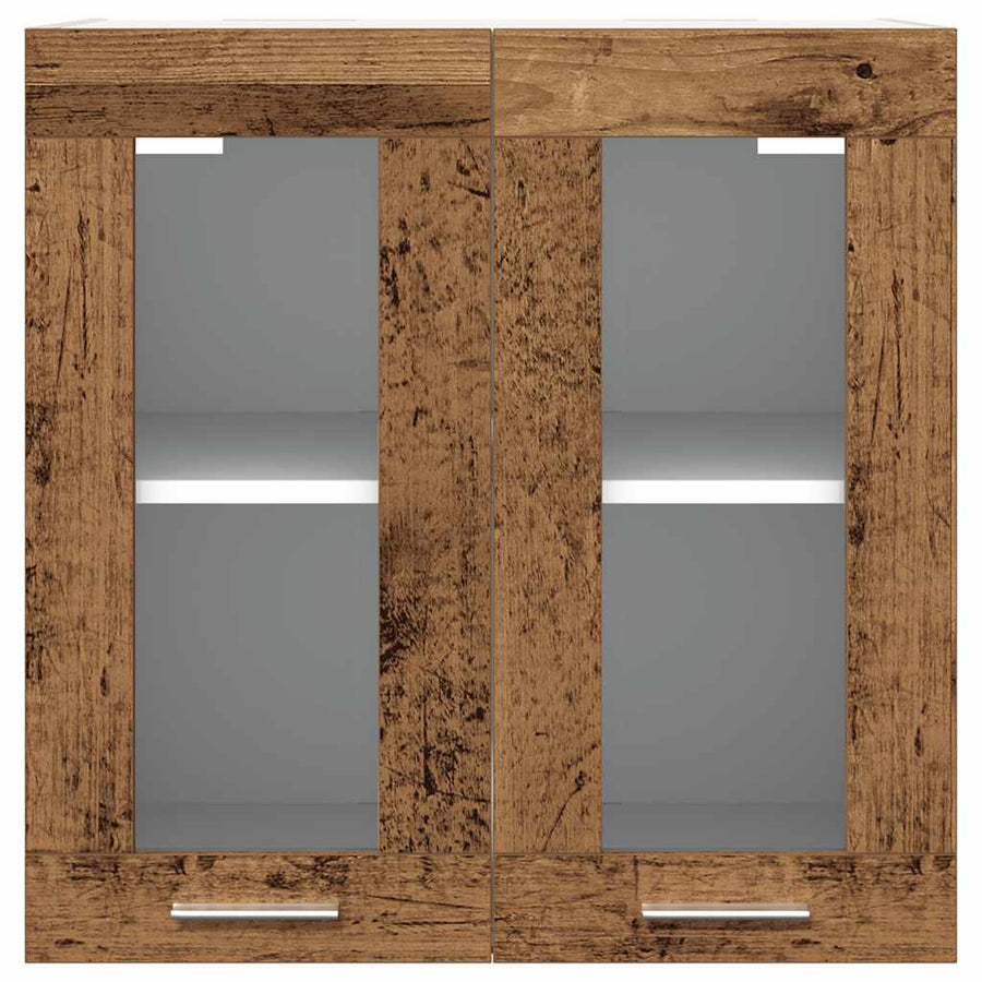 Keukenwandkast met glazen deur 60x31x60 cm oud houtkleurig