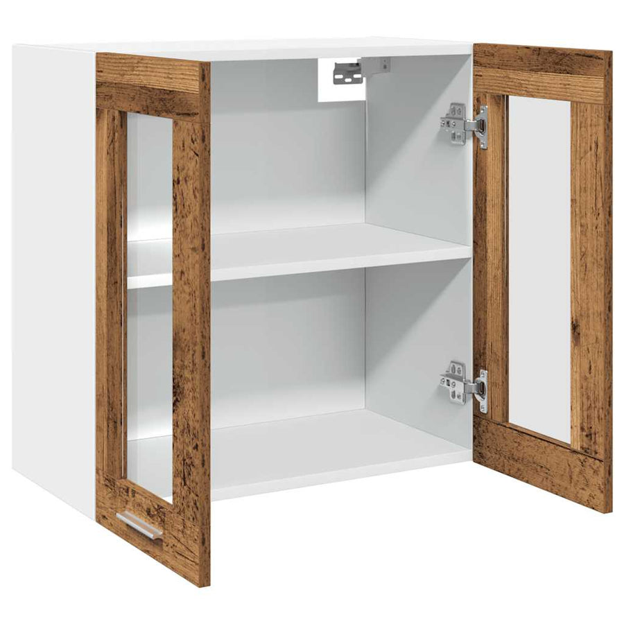 Keukenwandkast met glazen deur 60x31x60 cm oud houtkleurig