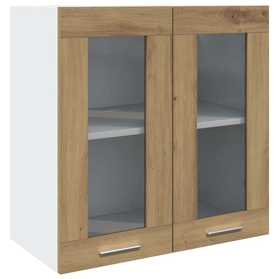 Keukenwandkast met glazen deur 60x31x60 cm artisanaal eiken