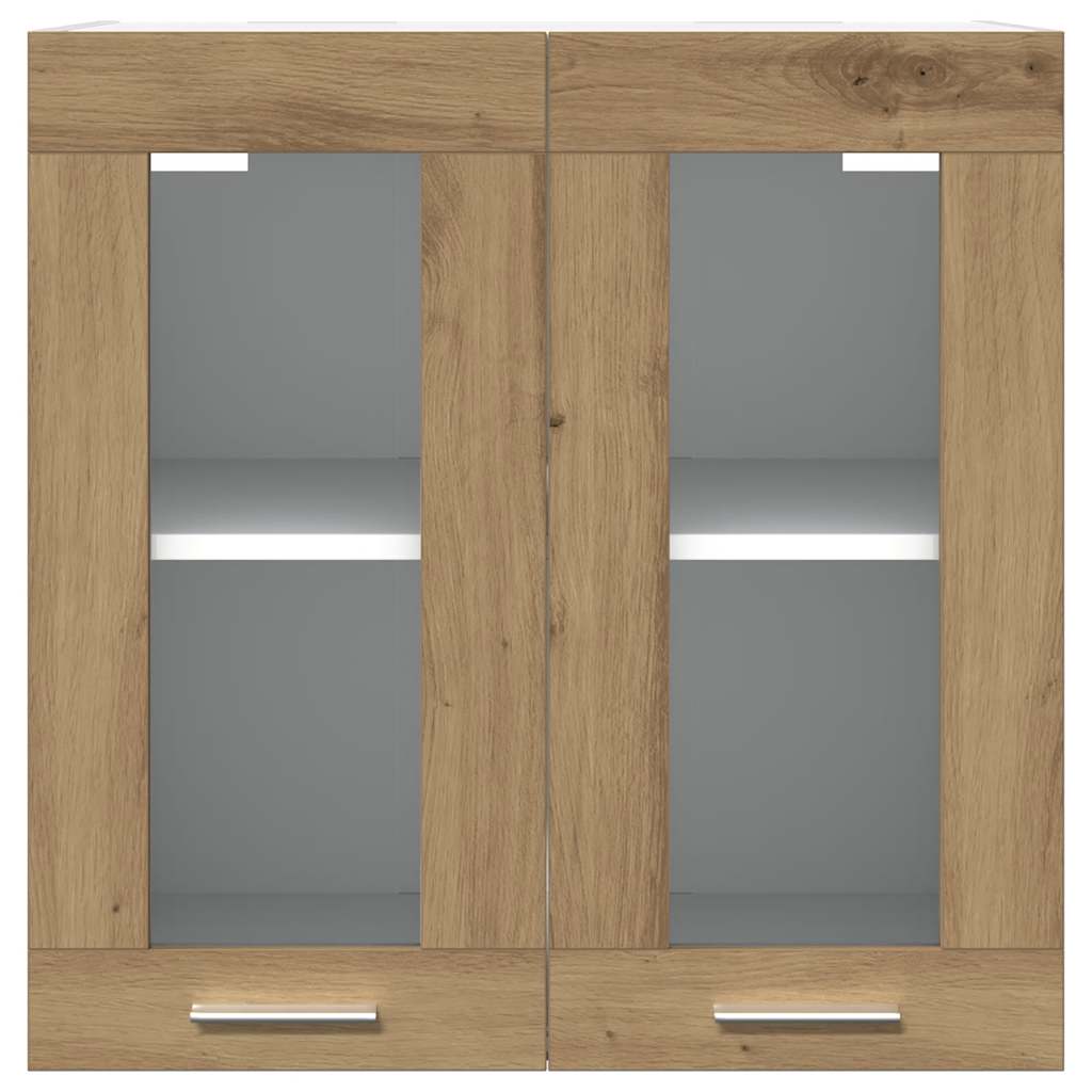 Keukenwandkast met glazen deur 60x31x60 cm artisanaal eiken